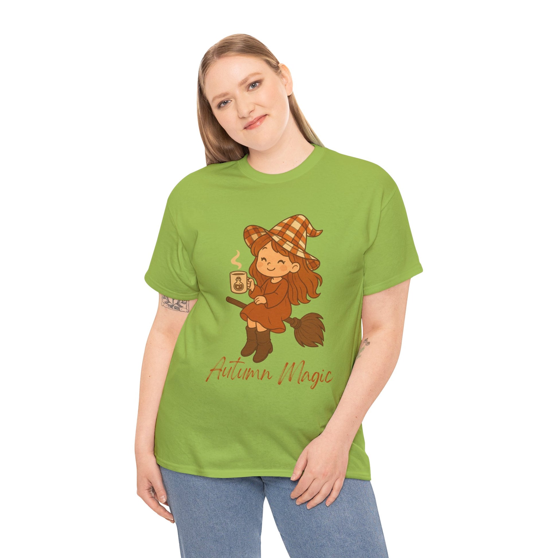 Autumn Magic Witch Tee - Cozy Fall Unisex Cotton T-Shirt, Perfect for Halloween, Pumpkin Spice Lovers, Casual Chill Days, Gift for Witches