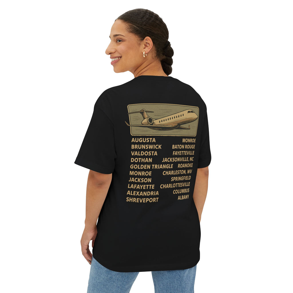 Vintage Trailer Park World Tour Tee, Unisex Oversized Boxy T-Shirt, Regional Air Travel