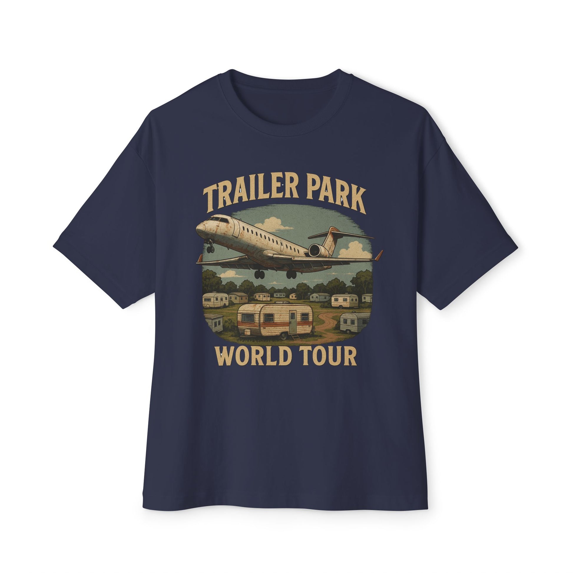 Vintage Trailer Park World Tour Tee, Unisex Oversized Boxy T-Shirt, Regional Air Travel