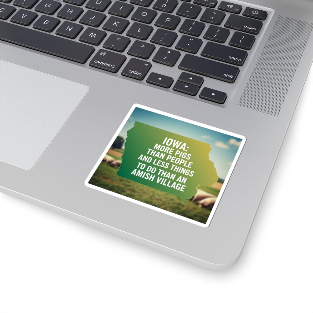 Iowa- Snark  Humorous Kiss-Cut Stickers, Fun Decor, Laptop Accessories, Gift for Iowans, Travel Mementos, Quirky Wall Art