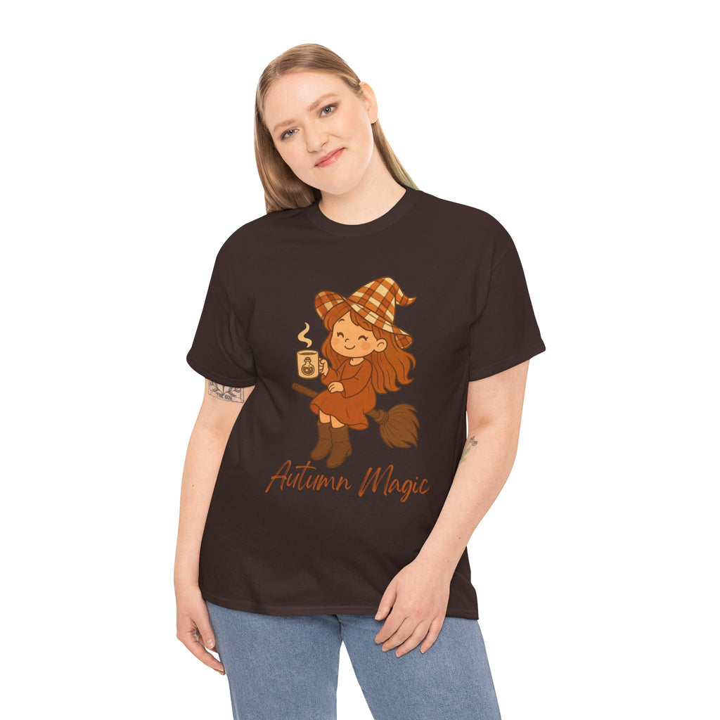 Autumn Magic Witch Tee - Cozy Fall Unisex Cotton T-Shirt, Perfect for Halloween, Pumpkin Spice Lovers, Casual Chill Days, Gift for Witches