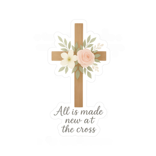 All Made New Sticker, Faith-Inspired Kiss-Cut Vinyl Decals for Home Decor, Inspirational Christian Stickers, Cross Wall Art, Religious Gifts, Spiritual Decor