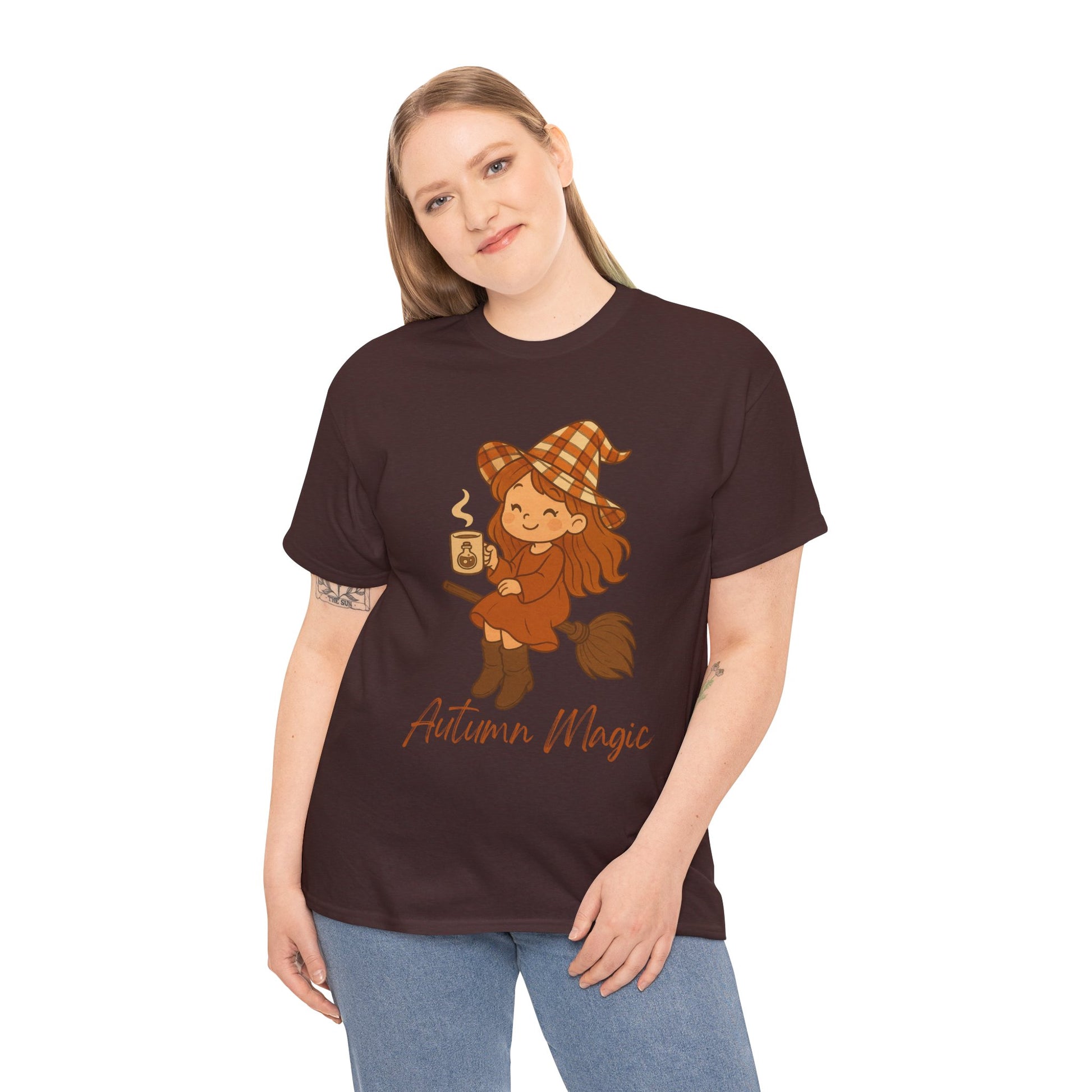 Autumn Magic Witch Tee - Cozy Fall Unisex Cotton T-Shirt, Perfect for Halloween, Pumpkin Spice Lovers, Casual Chill Days, Gift for Witches