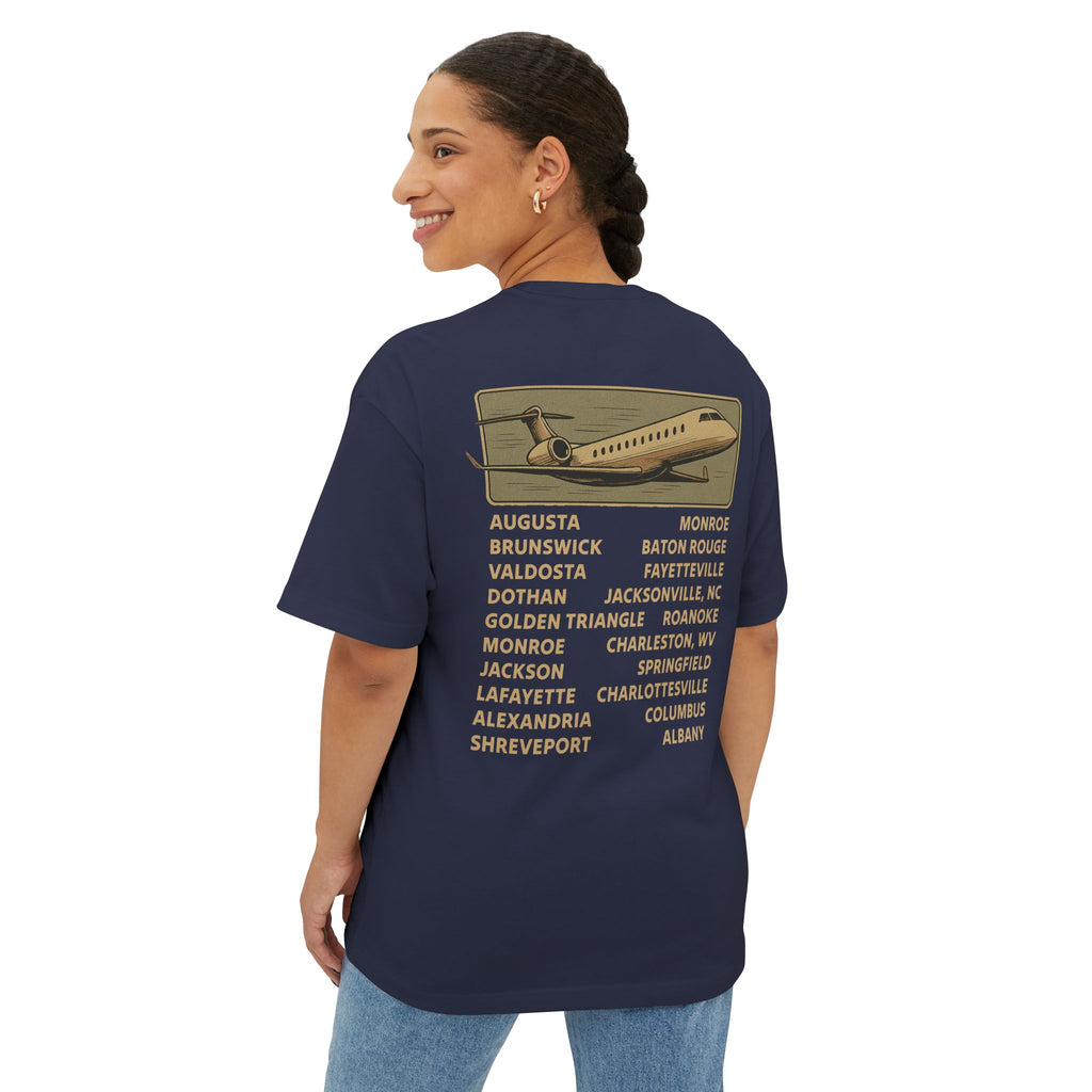 Vintage Trailer Park World Tour Tee, Unisex Oversized Boxy T-Shirt, Regional Air Travel