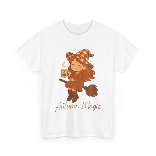 Autumn Magic Witch Tee - Cozy Fall Unisex Cotton T-Shirt, Perfect for Halloween, Pumpkin Spice Lovers, Casual Chill Days, Gift for Witches