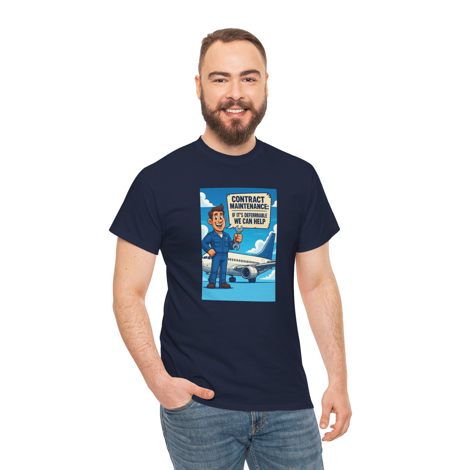 Contract Maintenance Unisex Heavy Cotton Tee, Funny Aviation Shirt, Pilot Gift, Travel Enthusiast Tee, Airplane Lover Apparel