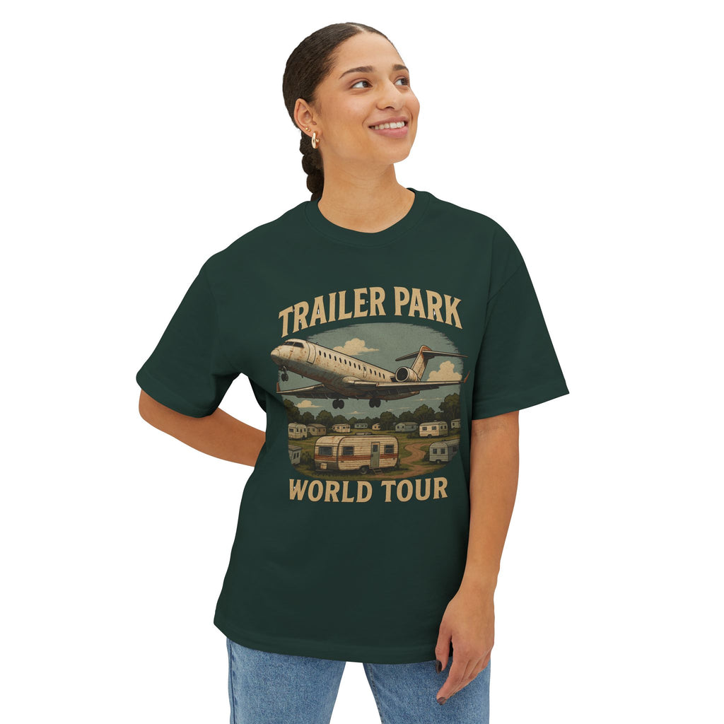 Vintage Trailer Park World Tour Tee, Unisex Oversized Boxy T-Shirt, Regional Air Travel