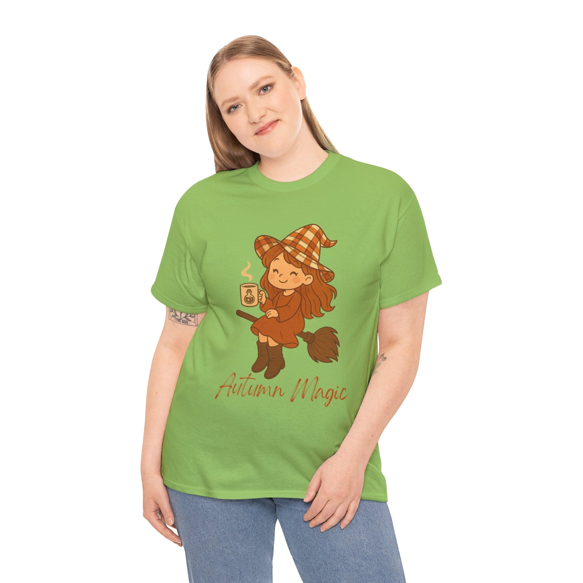 Autumn Magic Witch Tee - Cozy Fall Unisex Cotton T-Shirt, Perfect for Halloween, Pumpkin Spice Lovers, Casual Chill Days, Gift for Witches