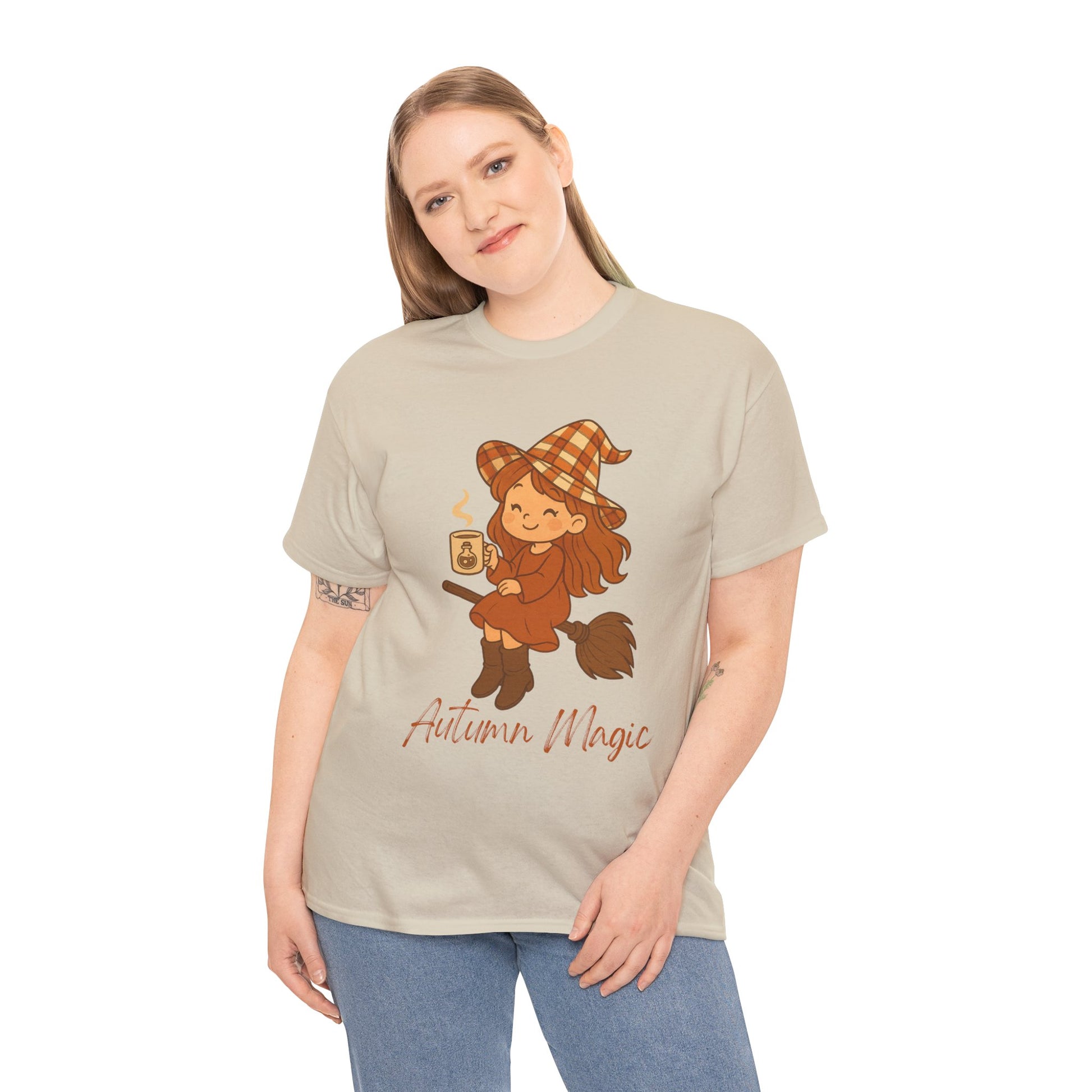 Autumn Magic Witch Tee - Cozy Fall Unisex Cotton T-Shirt, Perfect for Halloween, Pumpkin Spice Lovers, Casual Chill Days, Gift for Witches