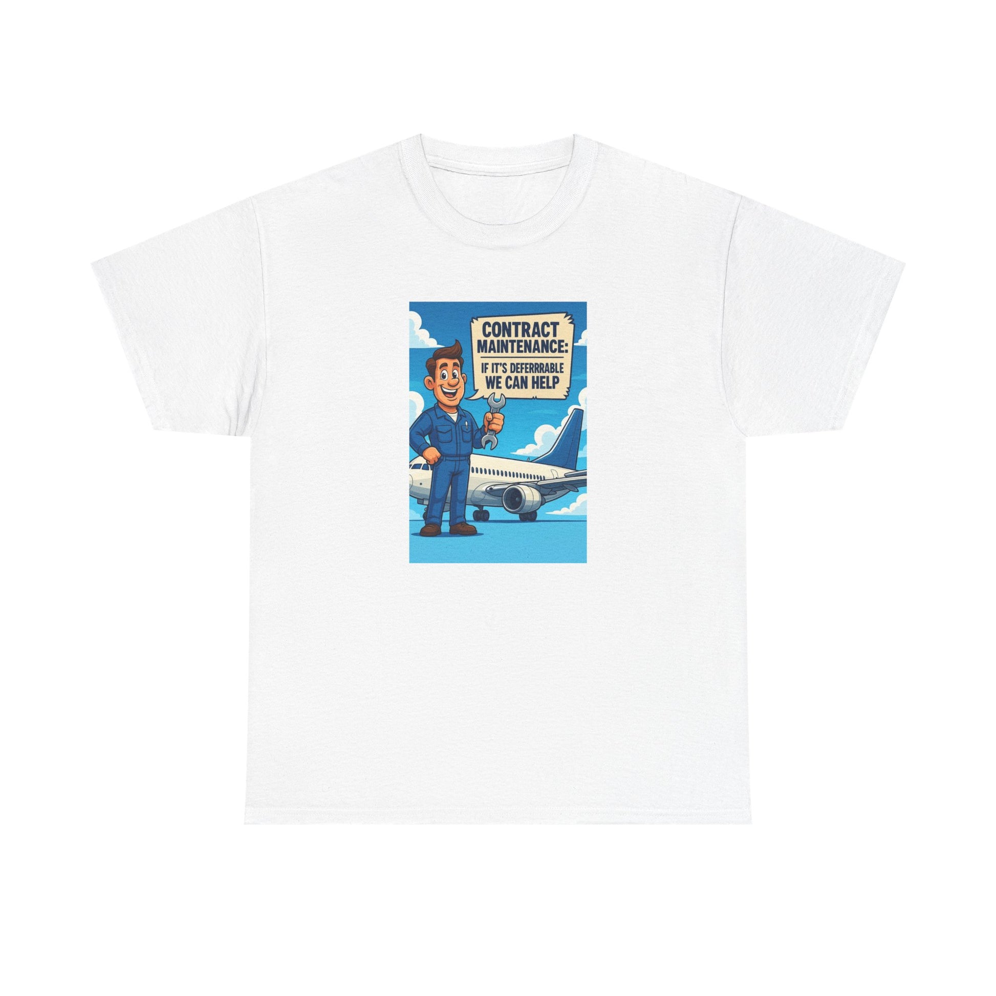 Contract Maintenance Unisex Heavy Cotton Tee, Funny Aviation Shirt, Pilot Gift, Travel Enthusiast Tee, Airplane Lover Apparel