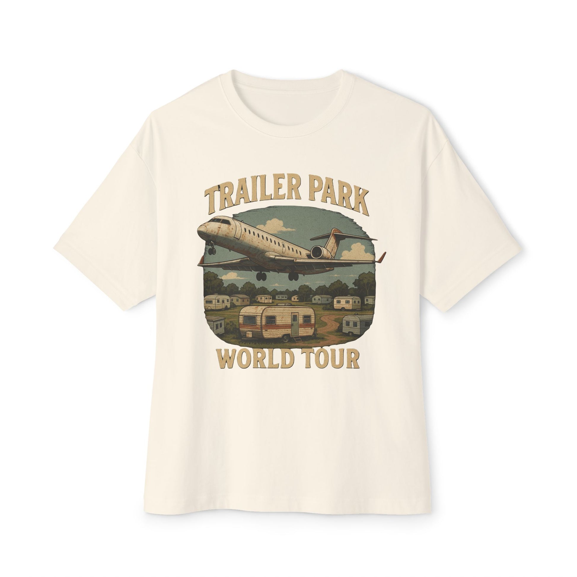 Vintage Trailer Park World Tour Tee, Unisex Oversized Boxy T-Shirt, Regional Air Travel