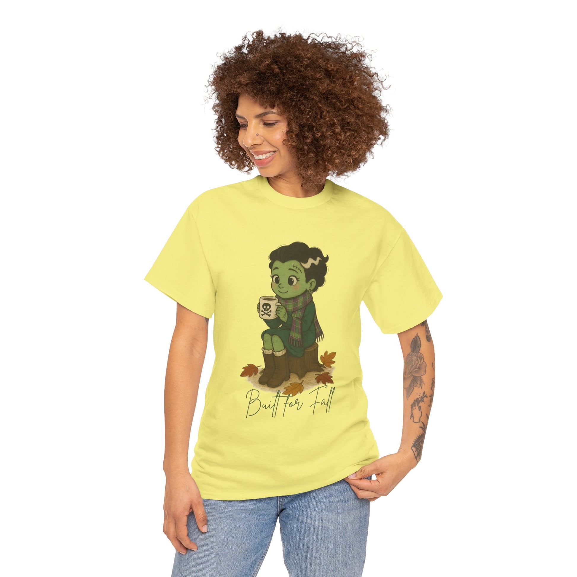 Frankie Loves Fall Tee- Autumn Vibes Unisex Tee with Cute Character, Fall Shirt, Halloween Apparel, Graphic Tee, Cozy Gift