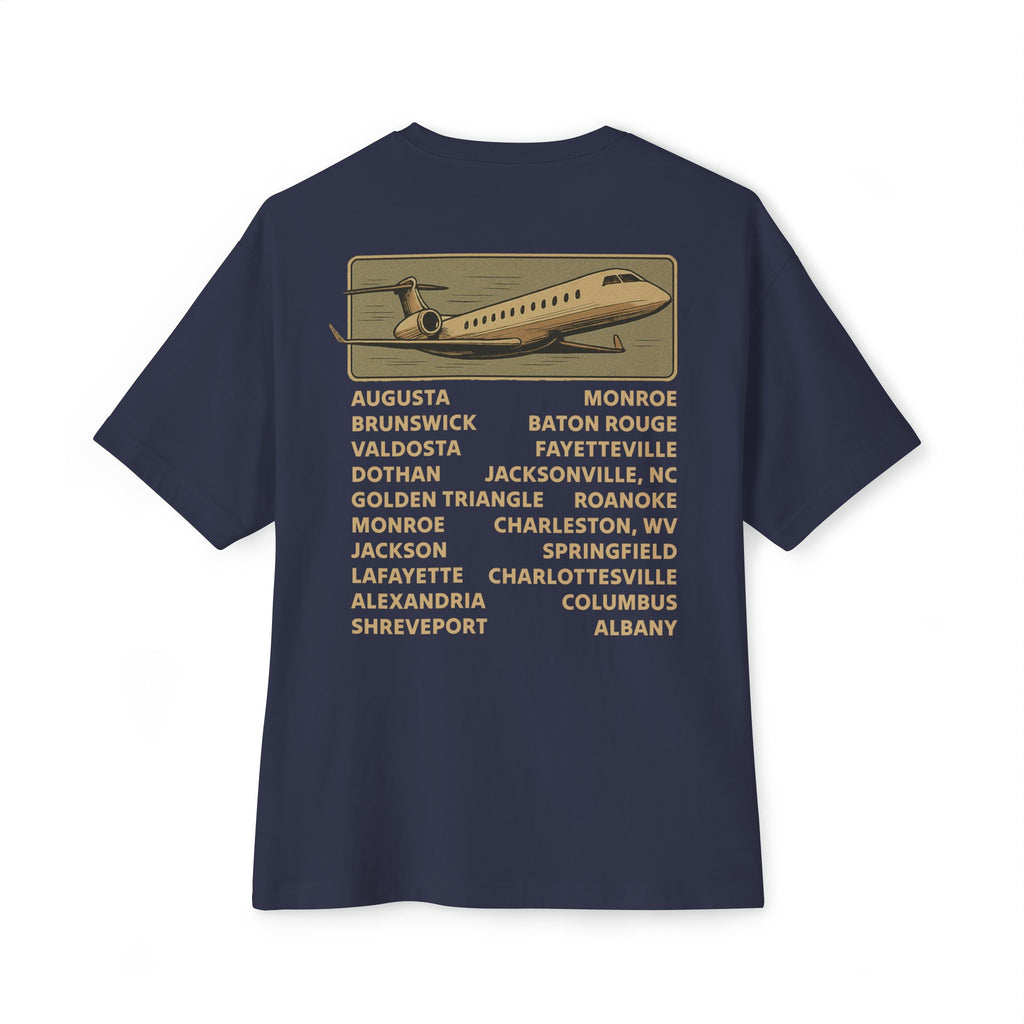 Vintage Trailer Park World Tour Tee, Unisex Oversized Boxy T-Shirt, Regional Air Travel