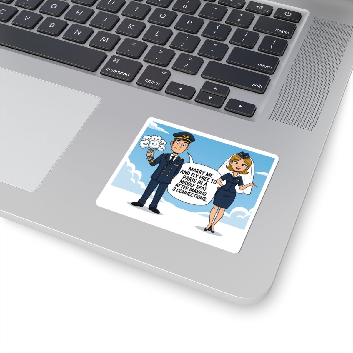 Marry Me, Aviation Humor Sticker  Kiss-Cut Sticker