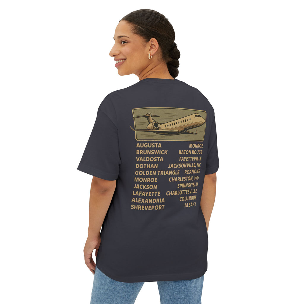 Vintage Trailer Park World Tour Tee, Unisex Oversized Boxy T-Shirt, Regional Air Travel