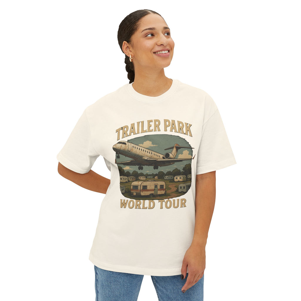 Vintage Trailer Park World Tour Tee, Unisex Oversized Boxy T-Shirt, Regional Air Travel
