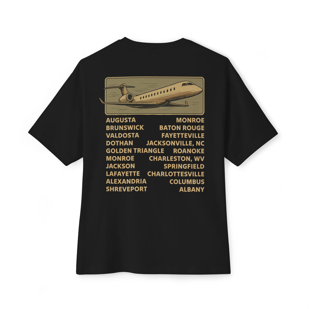 Vintage Trailer Park World Tour Tee, Unisex Oversized Boxy T-Shirt, Regional Air Travel