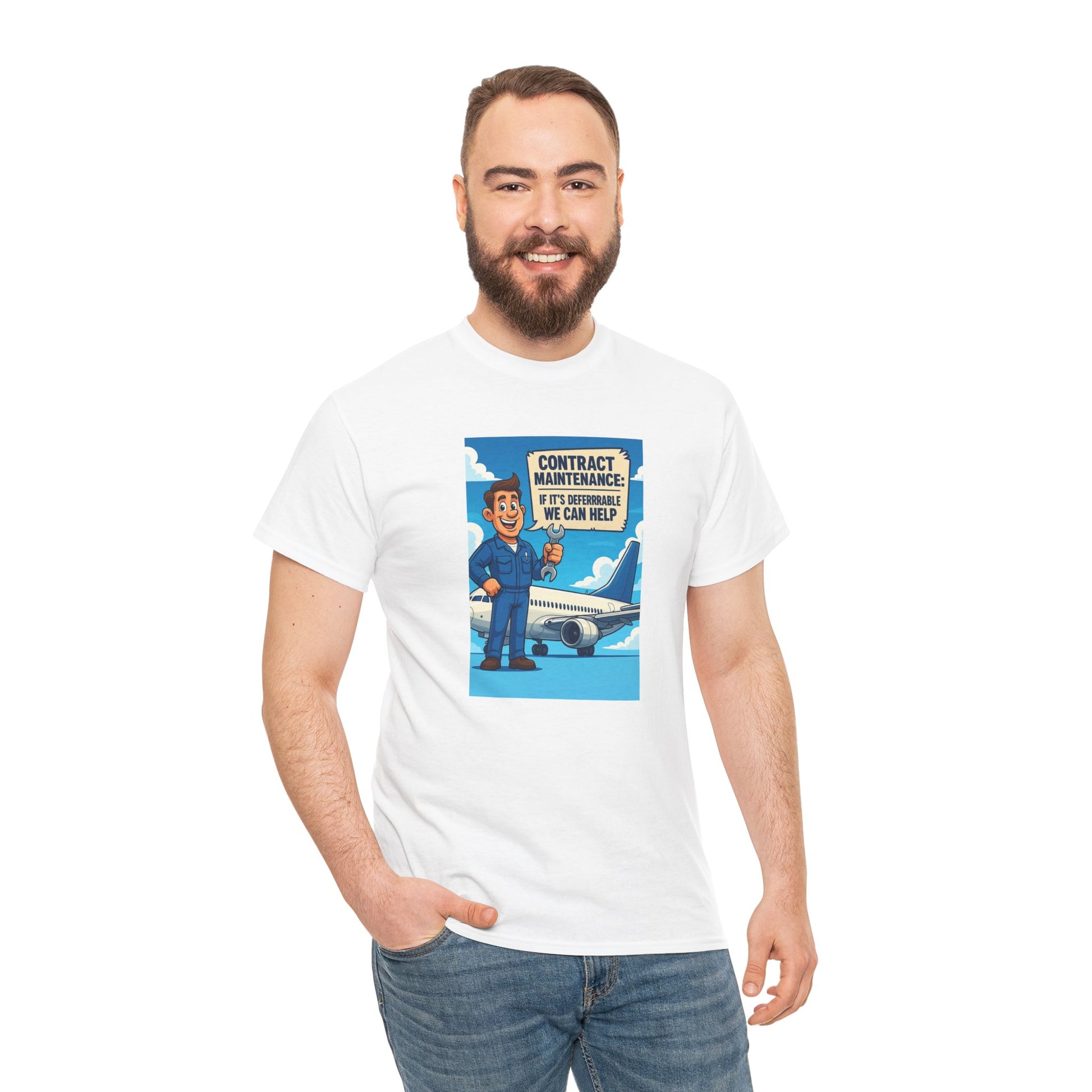 Contract Maintenance Unisex Heavy Cotton Tee, Funny Aviation Shirt, Pilot Gift, Travel Enthusiast Tee, Airplane Lover Apparel