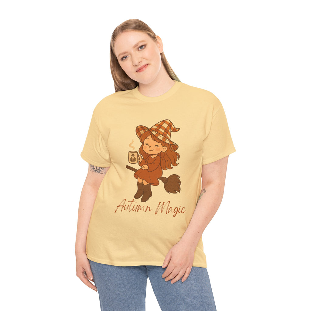 Autumn Magic Witch Tee - Cozy Fall Unisex Cotton T-Shirt, Perfect for Halloween, Pumpkin Spice Lovers, Casual Chill Days, Gift for Witches