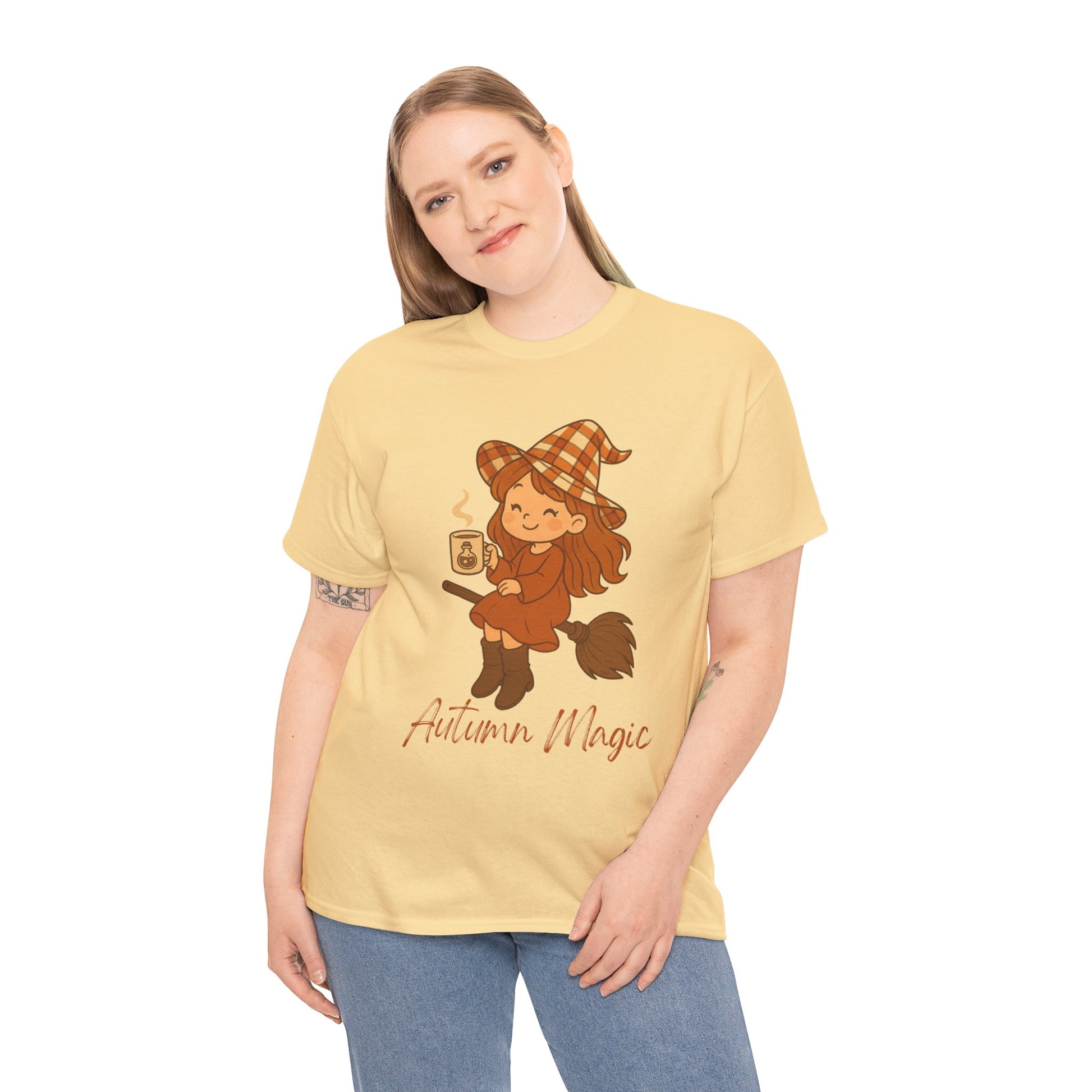 Autumn Magic Witch Tee - Cozy Fall Unisex Cotton T-Shirt, Perfect for Halloween, Pumpkin Spice Lovers, Casual Chill Days, Gift for Witches