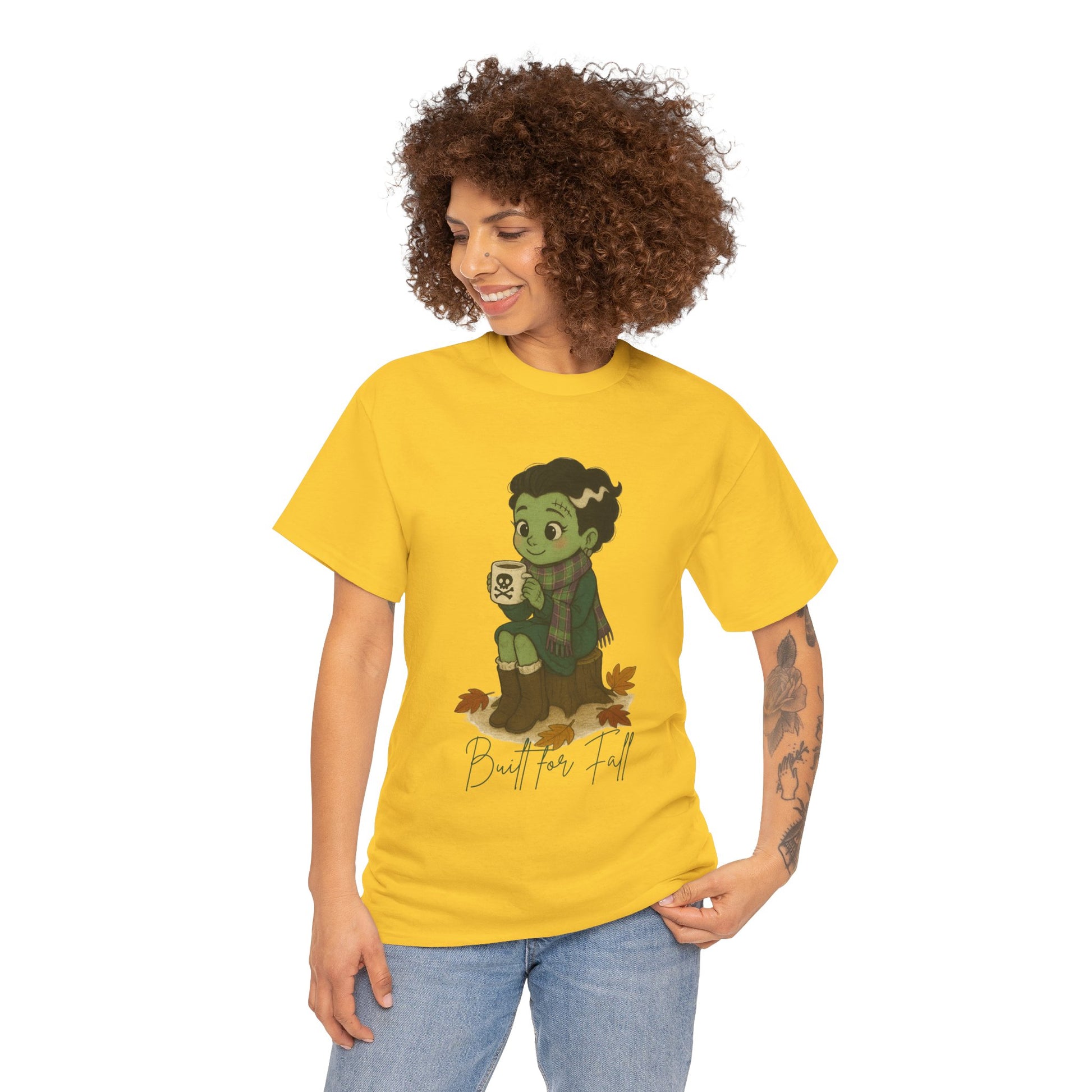 Frankie Loves Fall Tee- Autumn Vibes Unisex Tee with Cute Character, Fall Shirt, Halloween Apparel, Graphic Tee, Cozy Gift