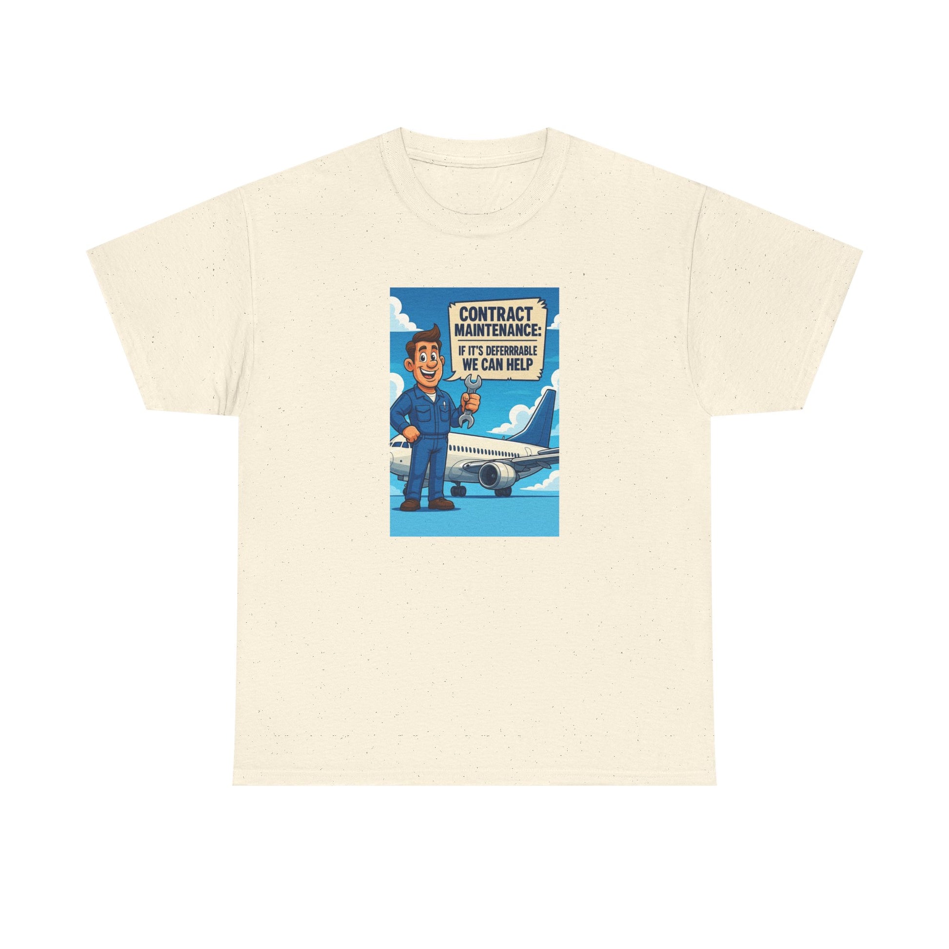 Contract Maintenance Unisex Heavy Cotton Tee, Funny Aviation Shirt, Pilot Gift, Travel Enthusiast Tee, Airplane Lover Apparel
