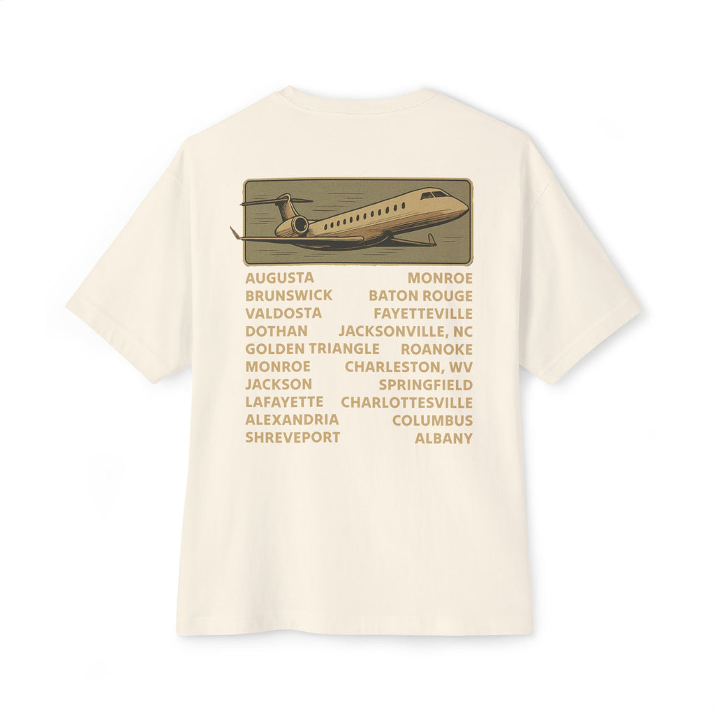 Vintage Trailer Park World Tour Tee, Unisex Oversized Boxy T-Shirt, Regional Air Travel
