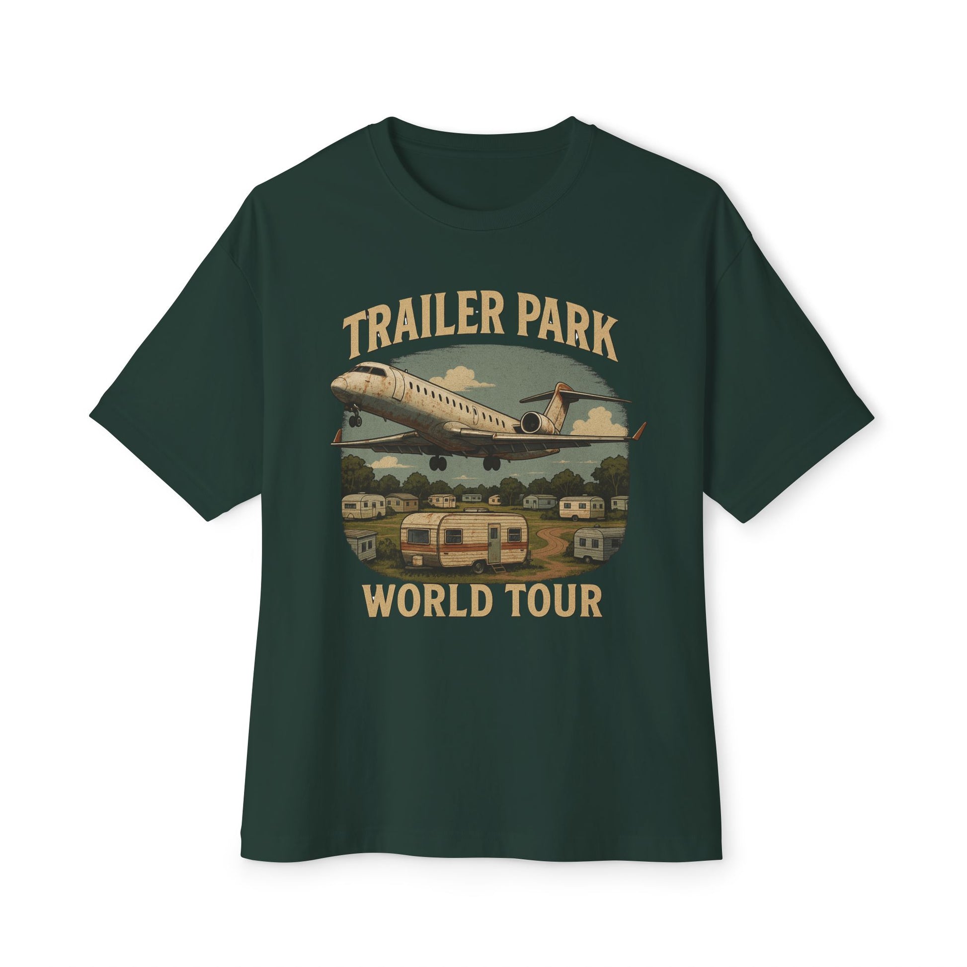 Vintage Trailer Park World Tour Tee, Unisex Oversized Boxy T-Shirt, Regional Air Travel