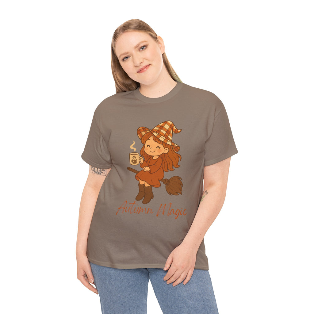 Autumn Magic Witch Tee - Cozy Fall Unisex Cotton T-Shirt, Perfect for Halloween, Pumpkin Spice Lovers, Casual Chill Days, Gift for Witches