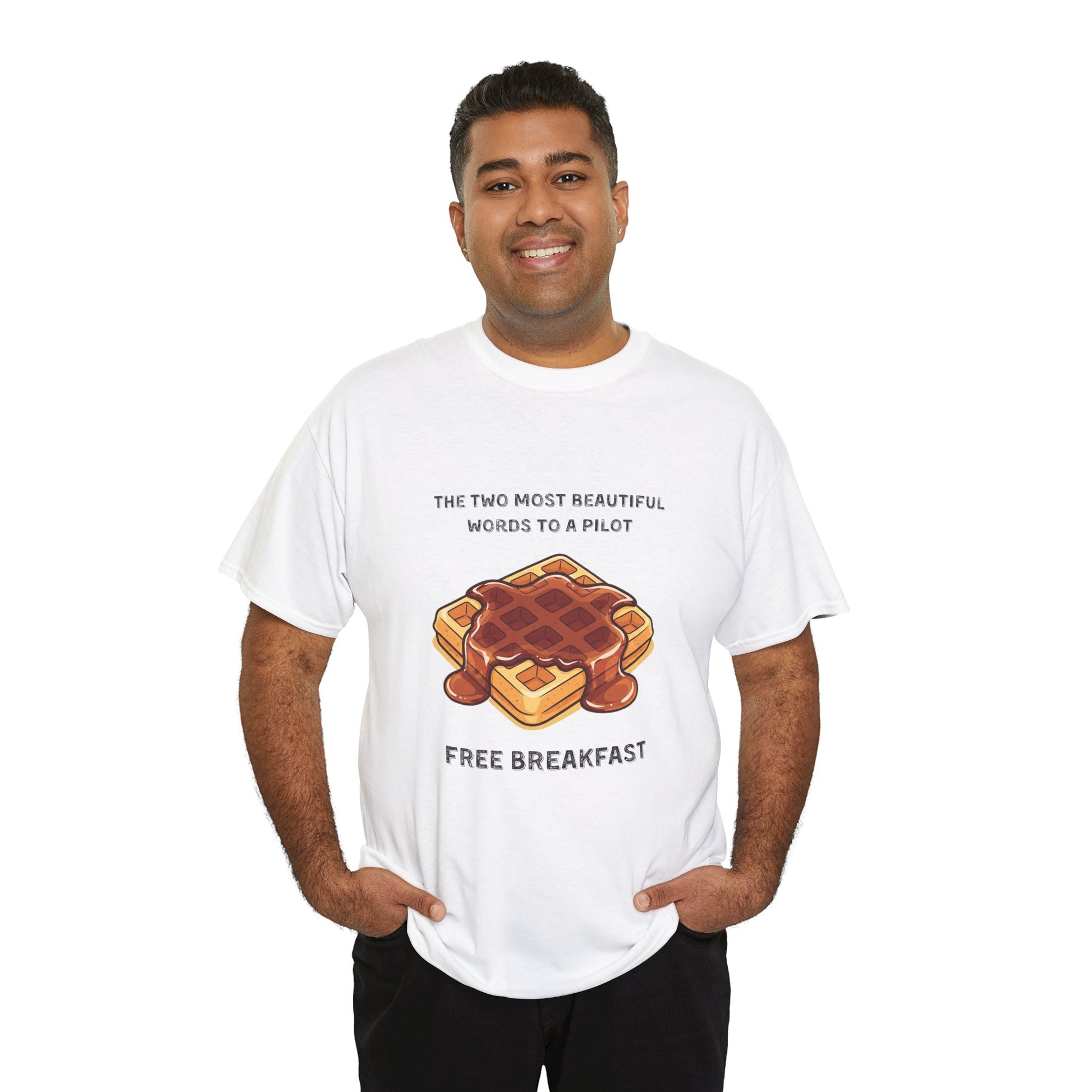Free Breakfast Cotton Tee, Funny Breakfast Shirt, Unisex Gift,  Pilot Humor, Cute Food Tee