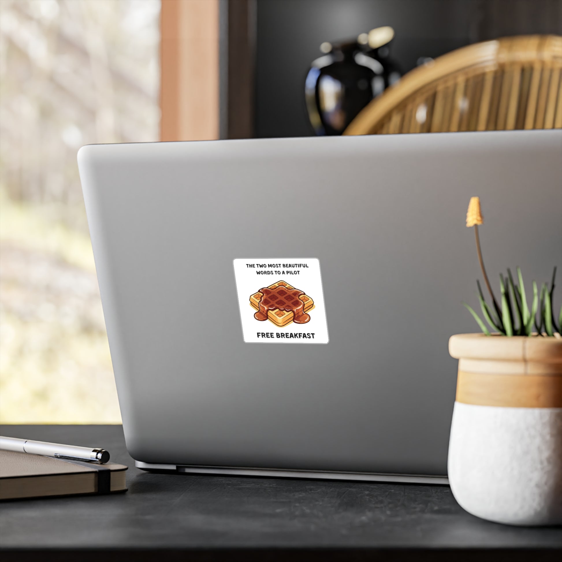 Free Breakfast, Airplane Gift, Travel Stickers, Aviation Decor, Free Breakfast Vinyl Sticker
