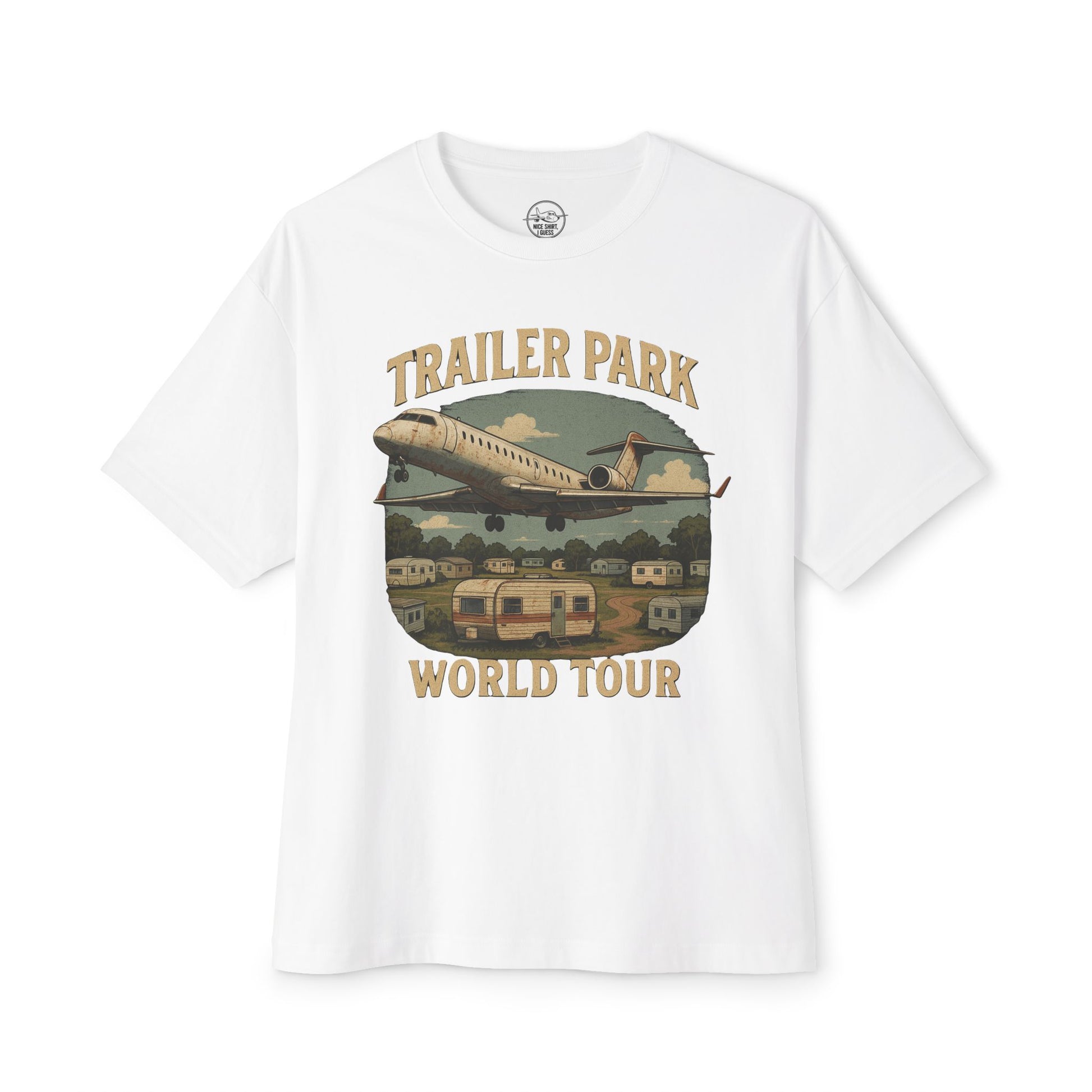 Vintage Trailer Park World Tour Tee, Unisex Oversized Boxy T-Shirt, Regional Air Travel
