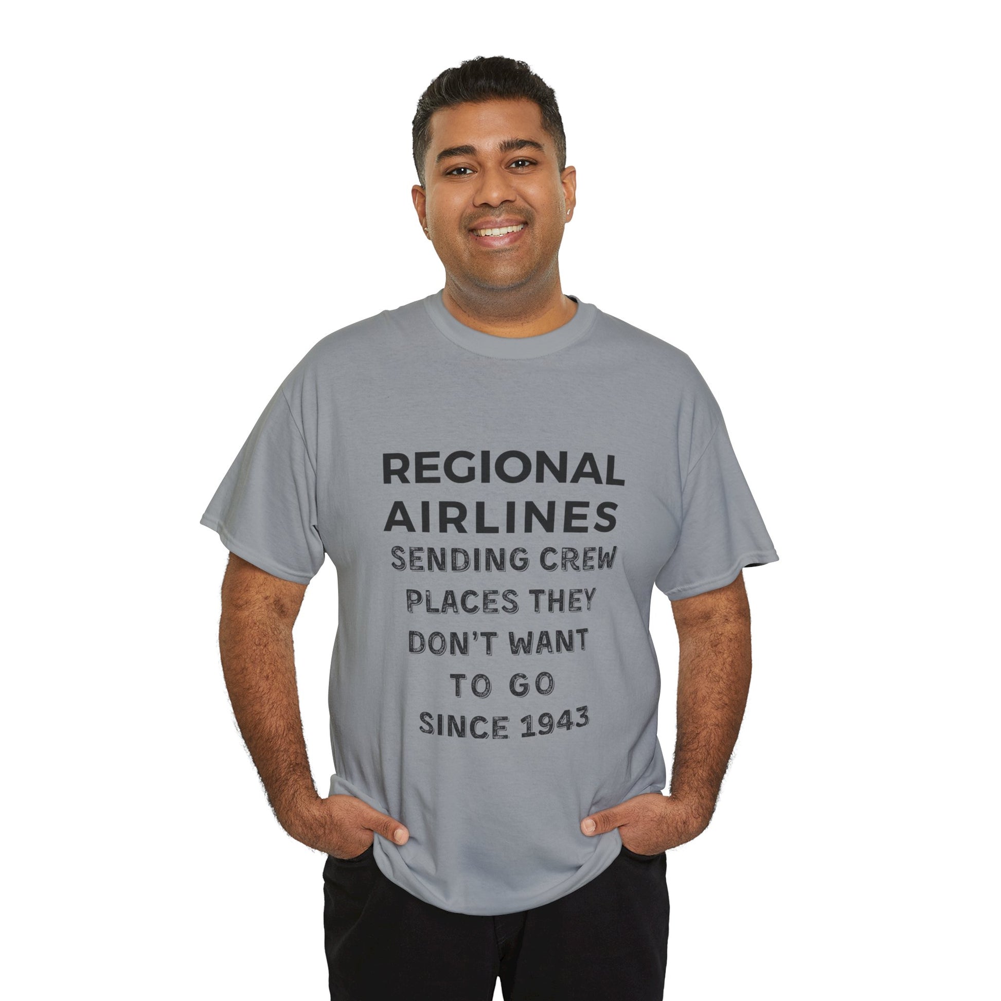 Regional Airlines light colors Unisex Heavy Cotton Tee with Airline Crew Humor, Pilot Gift, Aviation T-Shirt, Travel Lover Tee, Funny Crew Shirt