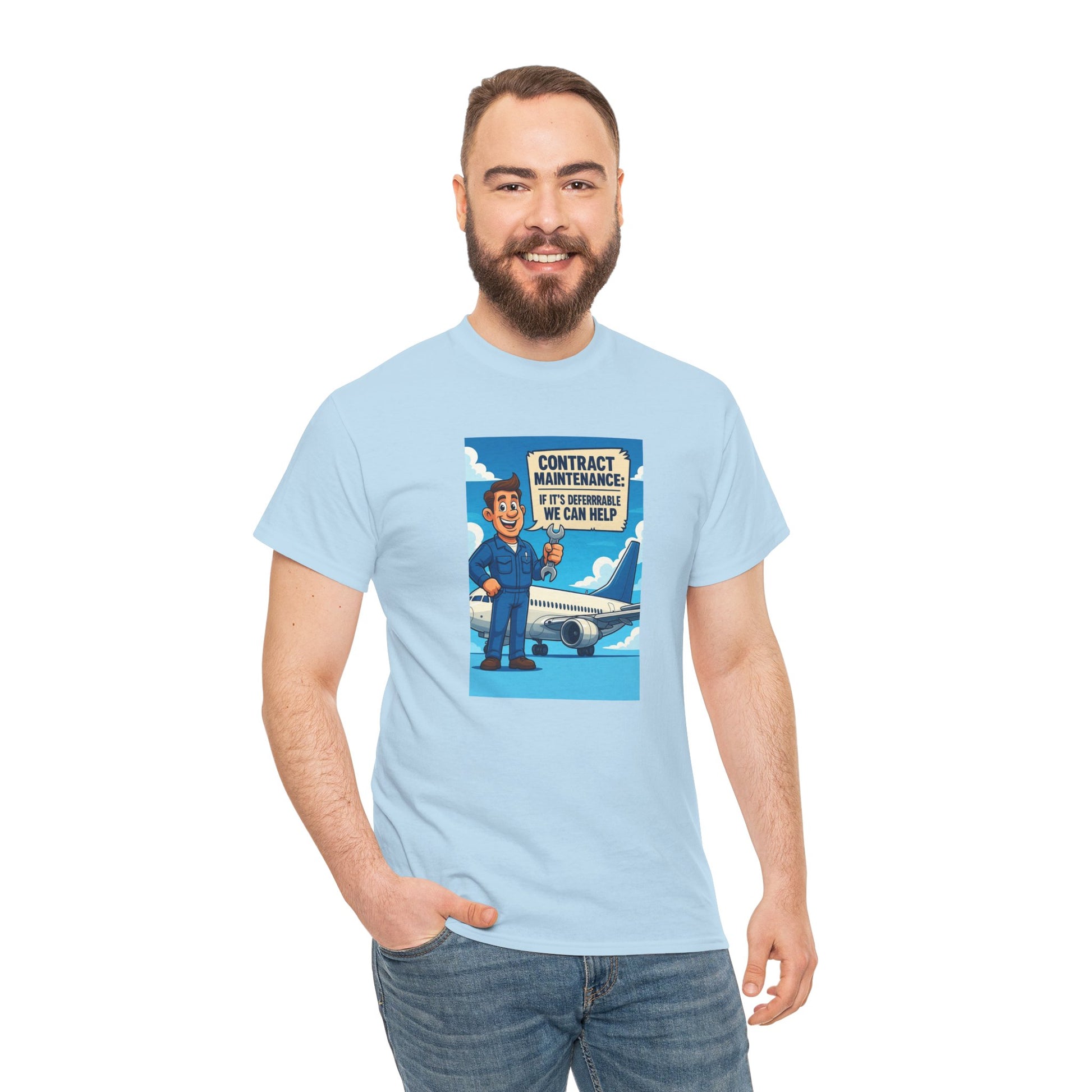 Contract Maintenance Unisex Heavy Cotton Tee, Funny Aviation Shirt, Pilot Gift, Travel Enthusiast Tee, Airplane Lover Apparel