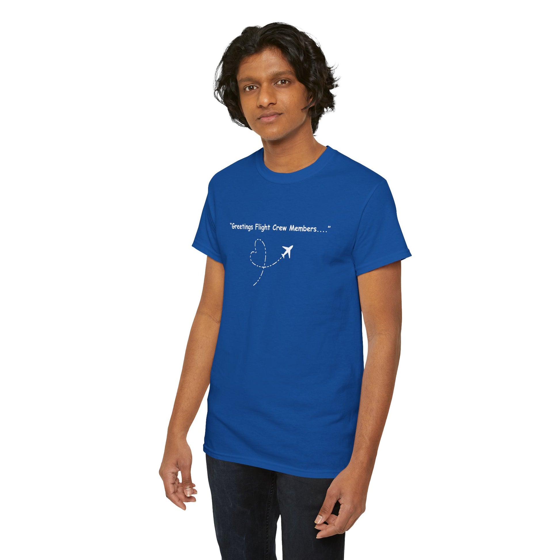 Greetings Crew Members Unisex T-Shirt, Air Travel Greetings Tee, Travel T-Shirt, Pilot Gift, Flight Crew Shirt, Vacation Outfit, Aviation Humor