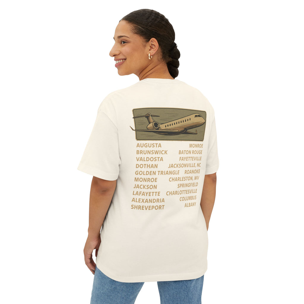 Vintage Trailer Park World Tour Tee, Unisex Oversized Boxy T-Shirt, Regional Air Travel